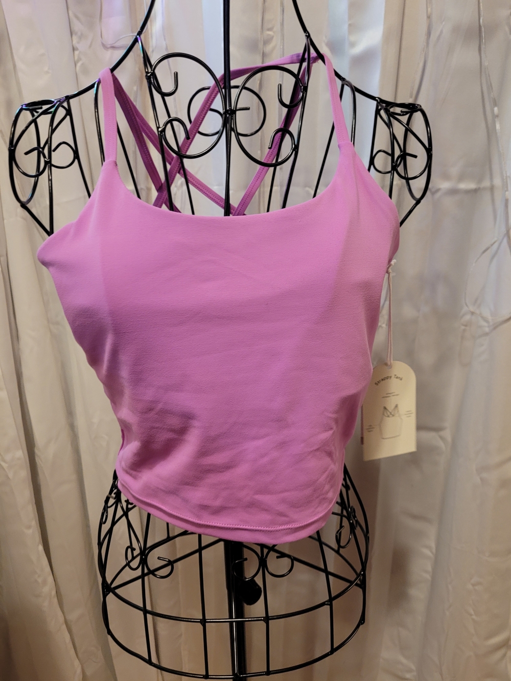 Women’s Pink Crop Tank Top with Strappy Back